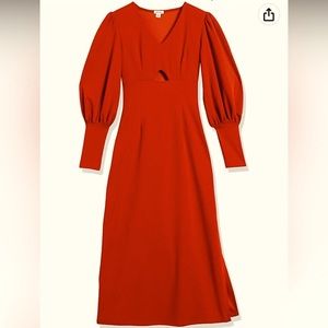 Wild Meadow Women’s balloon Sleeved Fall Boho Midi Dress Rust Colored NWT MED